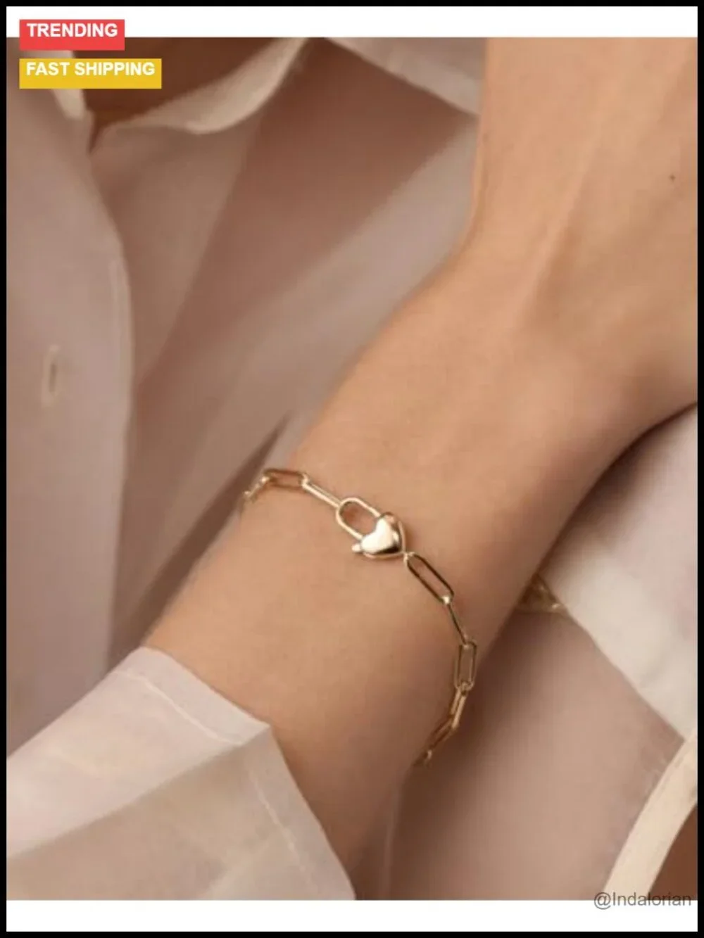 18k Gold Plated Heart Padlock Bracelet Bangle Romantic Gift